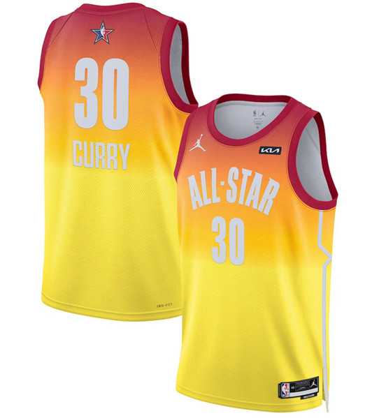 Men's 2023 All-Star #30 Stephen Curry Orange Game Swingman Stitched Basketball Jersey Dzhi